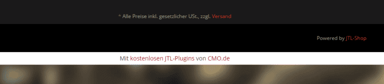 Der Hinweistext in der unlizenzierten Version im Footer des JTL-Shops